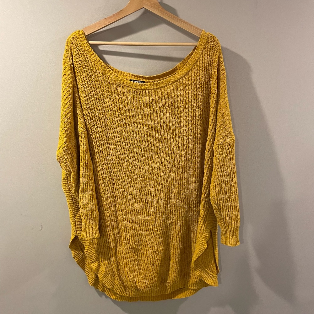 Express XL scoop neck mustard sweater